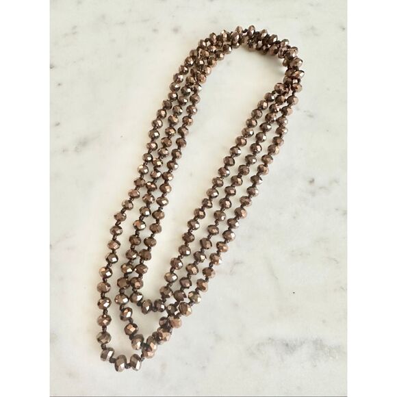 Chocolate brown color sparkly layering beaded long necklace - Picture 3 of 3